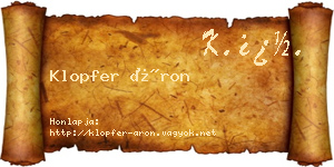 Klopfer Áron névjegykártya