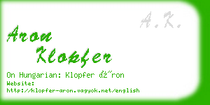 aron klopfer business card